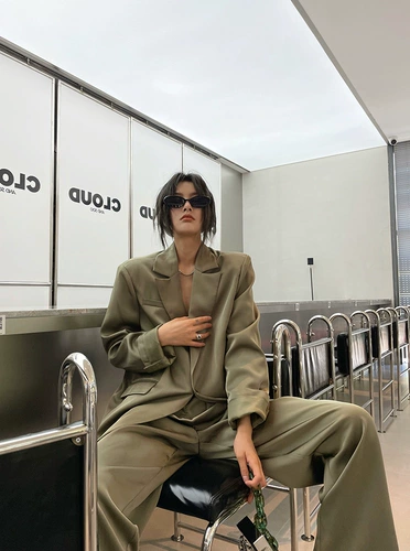 Осенний костюм, комплект, модные штаны, изысканный стиль, свободный крой, популярно в интернете, 2021 года