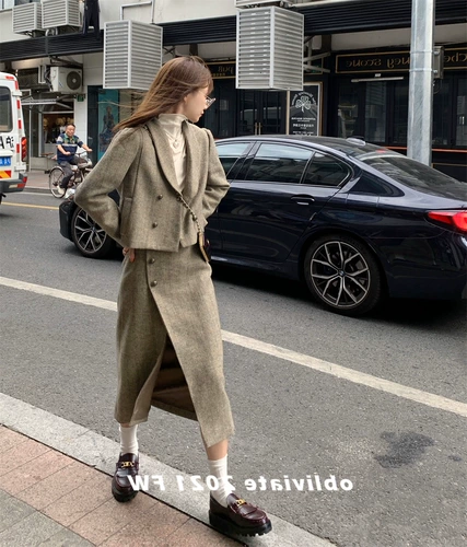 Плетеный пиджак классического кроя, длинная юбка, осенний демисезонный комплект, в стиле Шанель