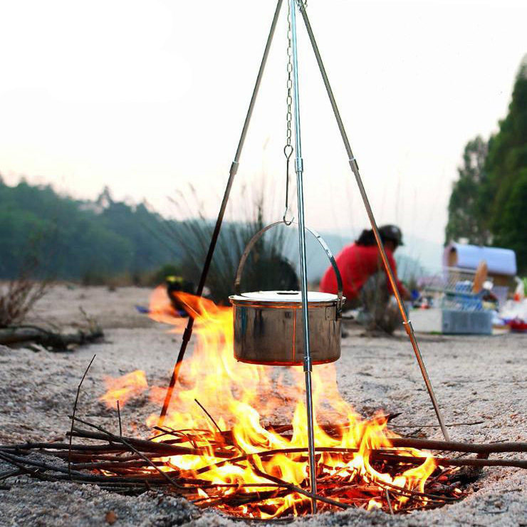 Outdoor picnic tripod tripod 3 Camping Bonfire bracket hanging pan Picnic Bracket Aluminum Alloy Tripod
