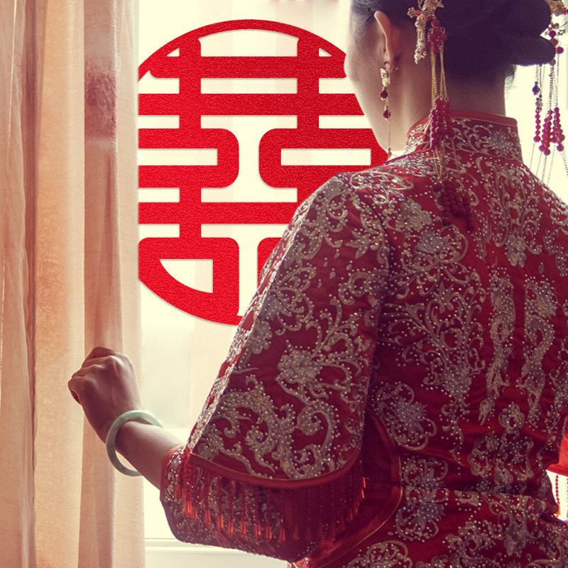 Wedding joy word door window sticker paper window flower wedding room decoration wedding decoration non-woven fabric wedding supplies