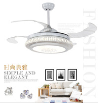 Crystal fan lamp led restaurant ceiling fan lamp living room simple modern light luxury lamp invisible electric fan chandelier