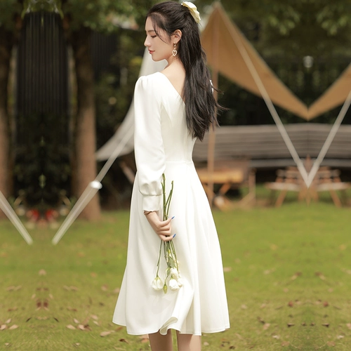 Вечернее платье, элитный демисезонный белый лонгслив, коллекция 2023