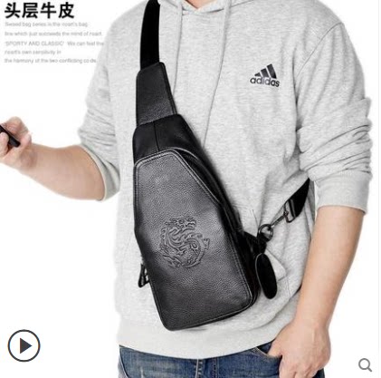 Hong Kong 2022 new headlining Bull Leather Pouches Mobile Phone Bag Men Single Shoulder Bag Soft Leather Diagonal Satchel Leather Chest Bag Tide