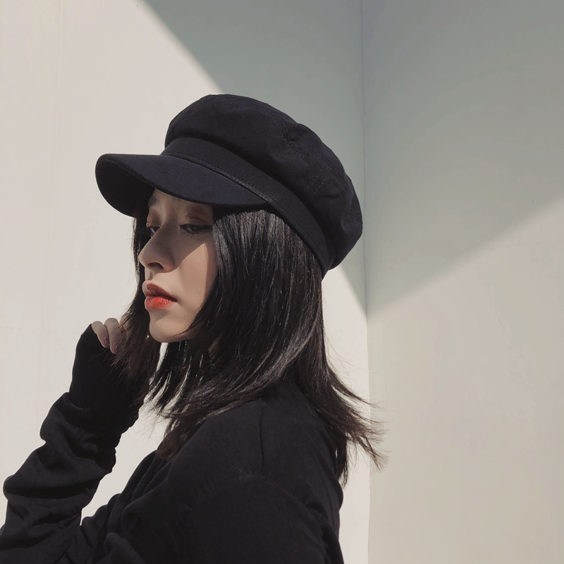 Spring and summer net red bud hat female Korean version wild octagonal hat British retro navy hat Japanese literary and art painter hat