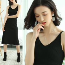 Ice wire dress girl in the long - range 2022 new spring sexy ripe wind dress Heben knitted wear