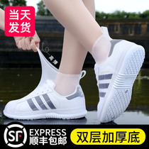 Shoe cover waterproof non-slip thick wear-resistant bottom silicone rain shoe cover men and women adult Rain waterproof rain boots foot cover