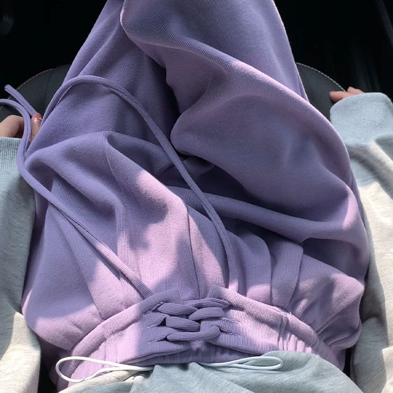 Purple Wide-Leg Pants for Women, Summer Thin Style, 2024 New High-Waisted, Drapey, Slim-Fit, Loose Straight-Leg Casual Pants for Petite Women