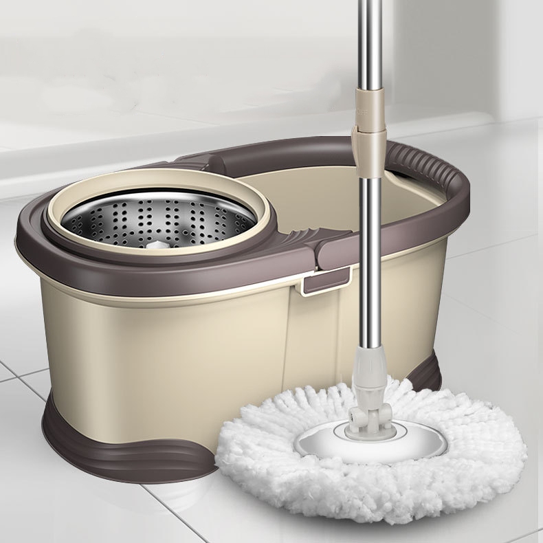 Magic Mop Set, Lazy Hand-Press Dual-Drive Mop Bucket, Hands-Free Washing, Labor-Saving Round Mop, Automatic Water Wringing