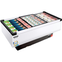 Refrigerated display cabinet commercial seafood barbecue fresh-Keeping transparent large-capacity frozen freezer supermarket double temperature horizontal island cabinet