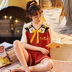 Pajama cô gái mùa hè bông Hàn Quốc phiên bản có thể mặc cardigan cute girl lỏng bông quần áo nhà sinh viên ngắn tay mỏng. 