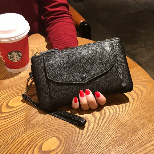 Кожаный длинный мобильный телефон, модный бумажник, кошелек с молнией, коллекция 2021, в корейском стиле, воловья кожа, из натуральной кожи