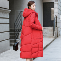 Red cotton-padded clothes womens long 2020 Winter new long knee Lady two sides wear cotton padded jacket winter