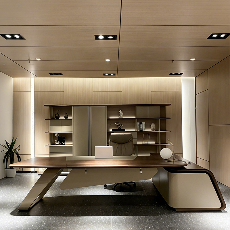 Modern Light Luxury Solid Wood Executive Desk Ceo General Manager Office Desk 2026 New Model Simple Black Walnut Executive Desk