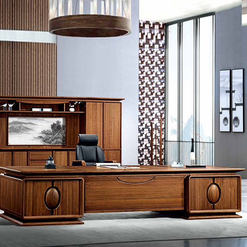 New Chinese-style boss desk solid wood light luxury antique executive desk all solid wood table and chair combination boss table president table