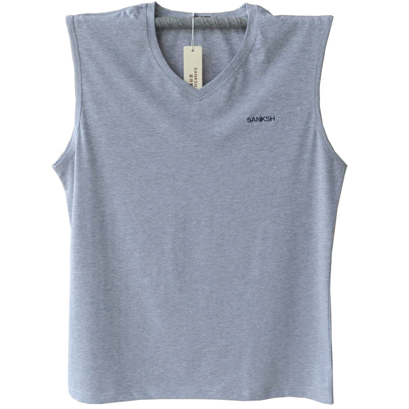 Áo thun cotton nam mùa hè nam rộng vai vest không tay vest nam Thể thao vest thể thao size lớn cổ chữ V - Áo vest cotton áo khoác nam giả vest