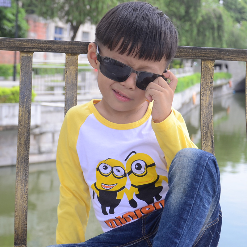 Trẻ em mặc bé trai và bé gái áo thun dài tay cho bé mùa xuân và mùa thu mồi áo sơ mi cotton mùa thu 2016 thời trang trẻ em cao cấp