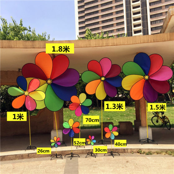 2023 new waterproof fabric windmill eight-color and six-color windmill outdoor leisure decoration decoration children's toy windmill