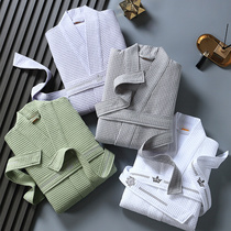 5-star hotel bathrobe pure cotton water suction speed dry sleeping robes thin bath clothes summer and summer money for mens womens long-lovers Spring and autumn