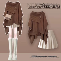 Желтовато-коричневый свитер, шерстяная демисезонная мини-юбка, дизайнерское демисезонное трикотажное термобелье, тренд сезона, свободный крой