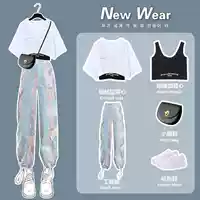 Белый жилет, камуфляжные штаны, осенний комплект, короткий рукав, 3 предмета