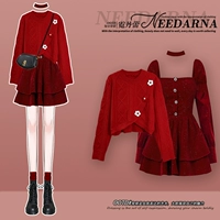 Красный свитер, элитное изысканное платье, демисезонная зимняя длинная юбка, трикотажный зимний комплект