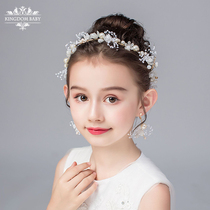 Children's dress with girl hair access hoop hoop headwash little flower girl head hoop white pearl hair jewelry ear