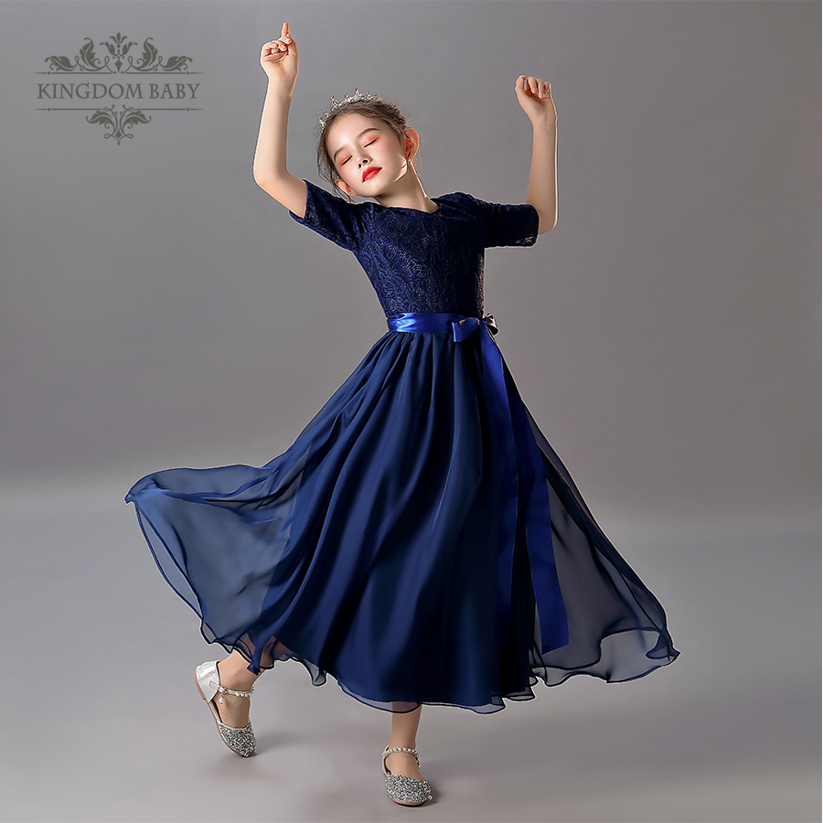 Girls dress long piano costumes children's orchestra chorus dress students host speech singing costumes