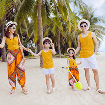 Parent-child summer dress 2021 new fashion family dress mother and daughter dress foreign mother and son a family of three beach suit dress