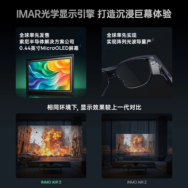 Inmo AIR3 smart AR glasses all-in-one HD giant screen high brush 3dof ring for watching movies and taking photos