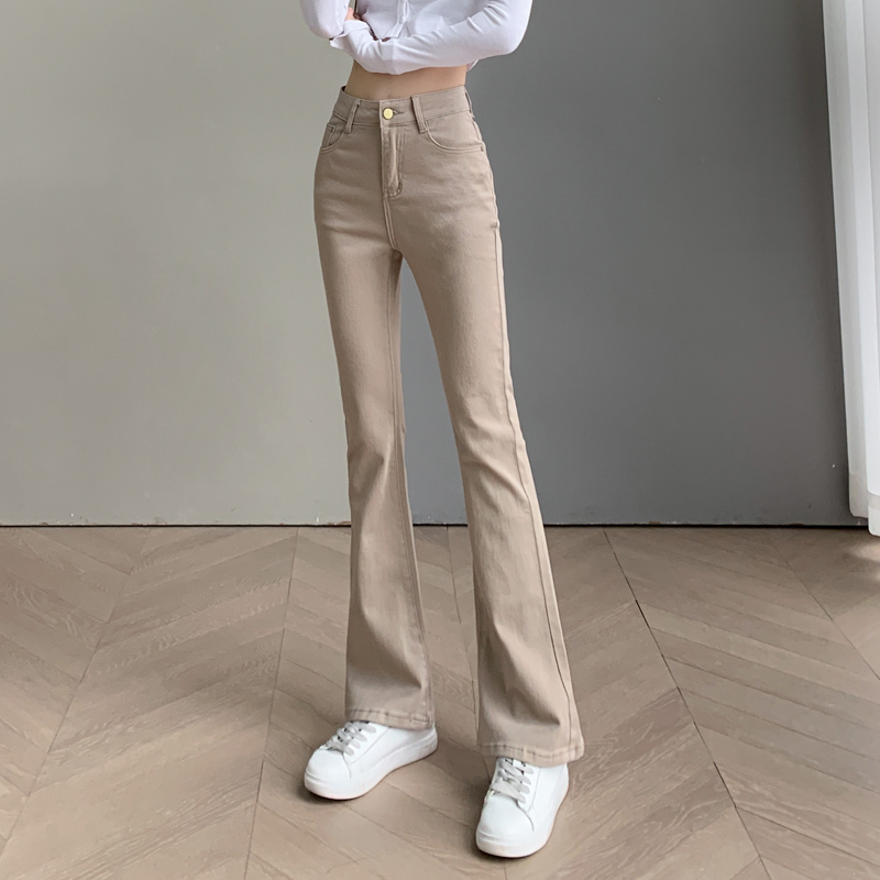 Flared Jeans for Women, Spring and Autumn 2026 New Style, High-Waisted Khaki, Drapey, Casual, Slim-Fit, Stretchy, Straight-Leg