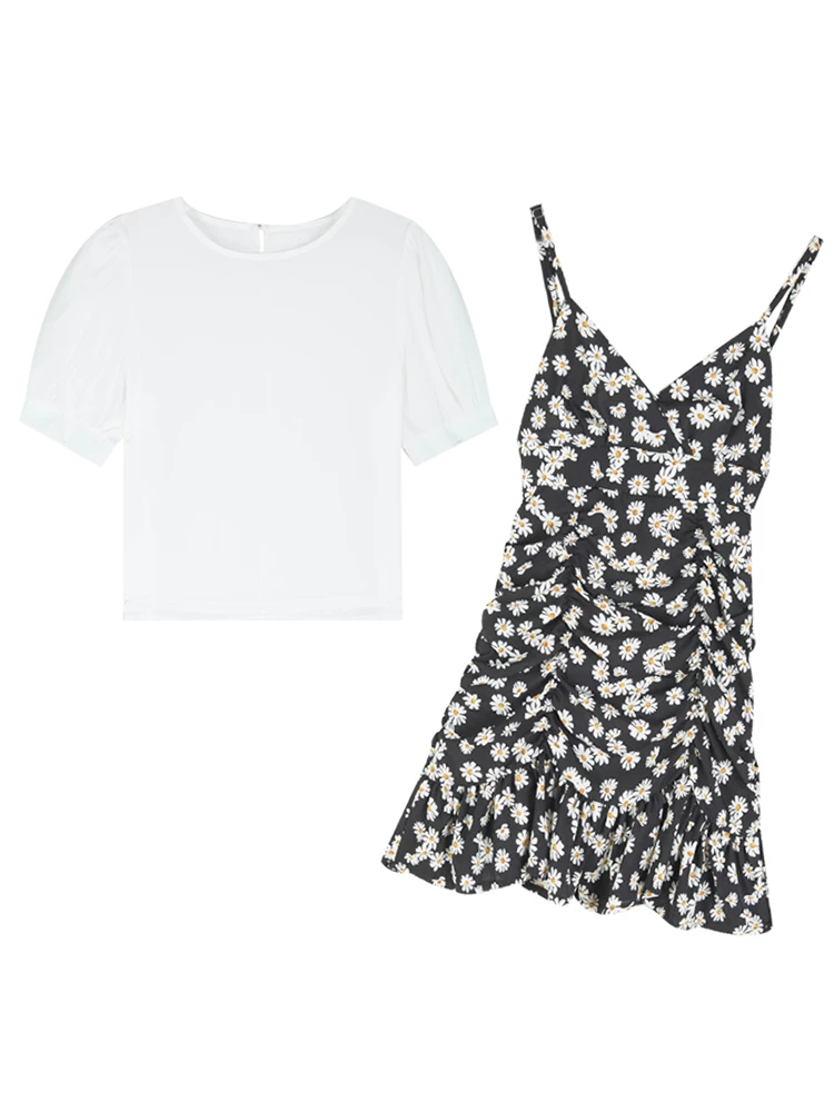 Slip dress, летний комплект, рубашка, цветочный принт, 2020 год, западный стиль