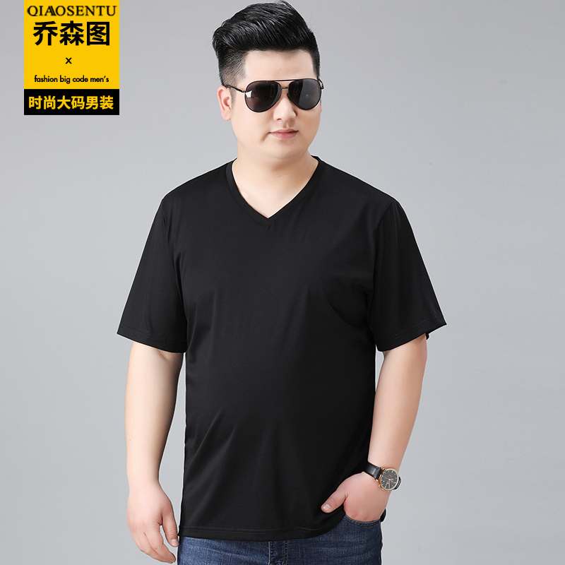 Summer Men's T-Shirt Short-Sleeve Plus Size V-Neck Pure Cotton Half-Sleeve Sports Shirt for Big and Tall Men Solid Color Sweatshirt