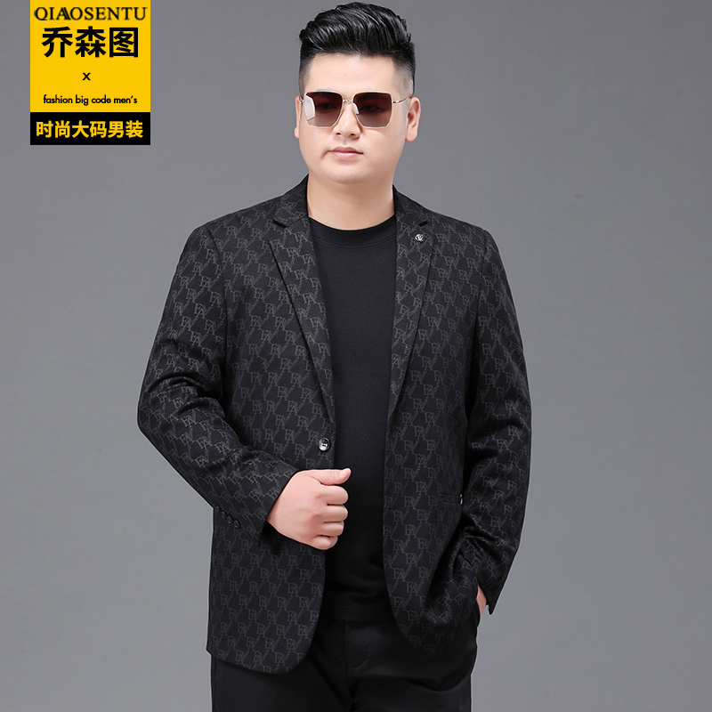 Men's Plus-Size Casual Suit 150kg for Big and Tall Individuals, Business Blazer for Spring and Autumn, Thick Style Suit for Larger Men