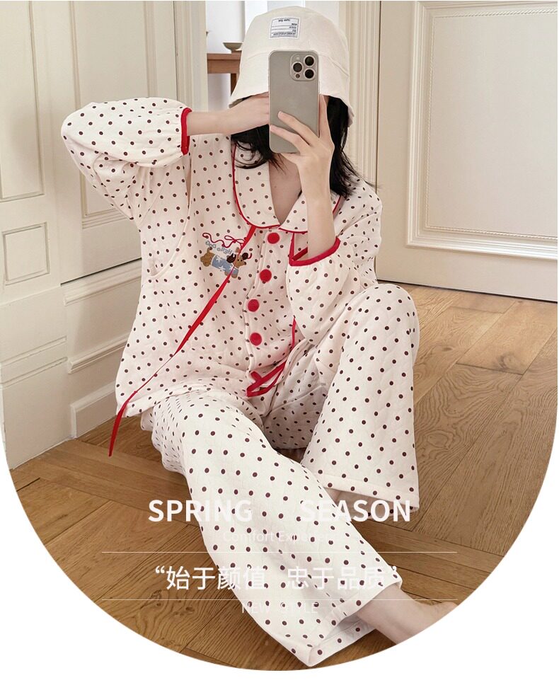 春秋冬季带胸垫加厚空气棉月子服免穿内衣夹层孕妇睡衣带帽子套装 — 13