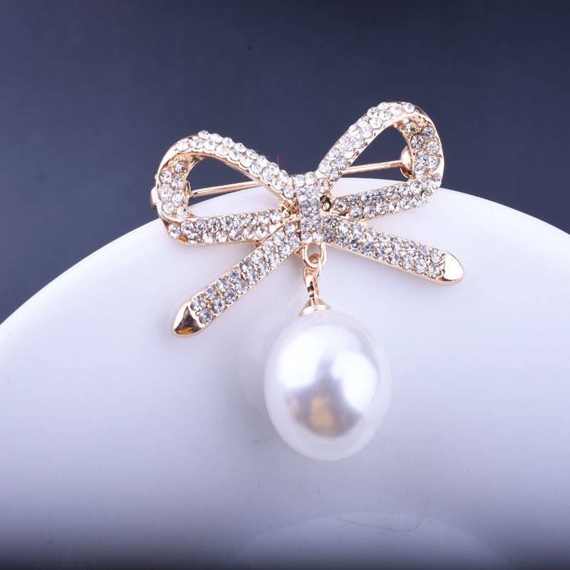 All-match temperament anti-light buckle pin bowknot brooch female clothes fixing pin corsage pin