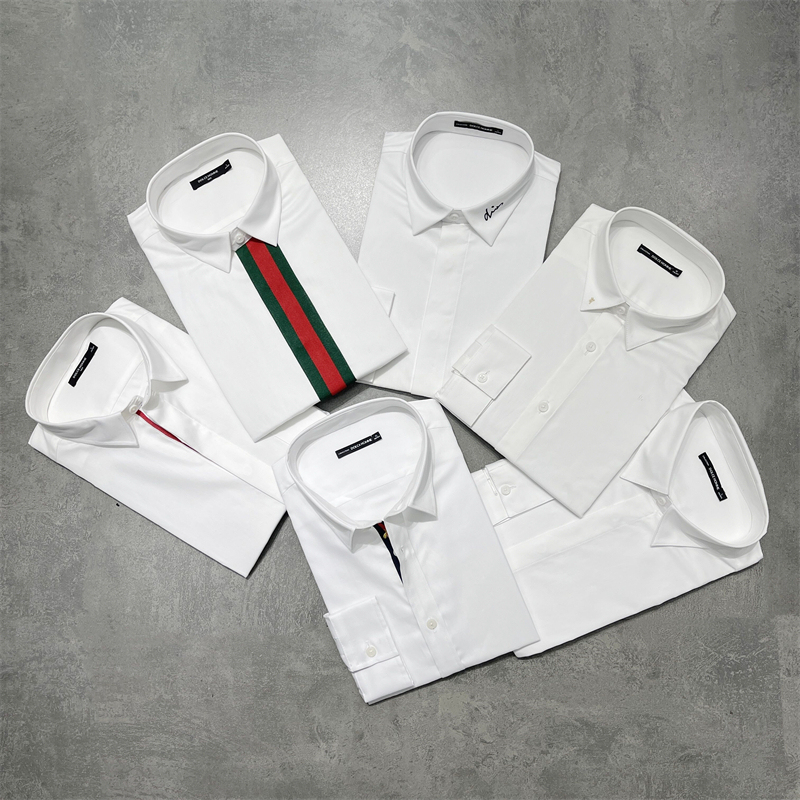 Natural Cotton Feel Original Autumn New Slim-Fit Long-Sleeve White Shirt 80-Count Double-Strand Pure Cotton Square-Neck Long-Sleeve Shirt
