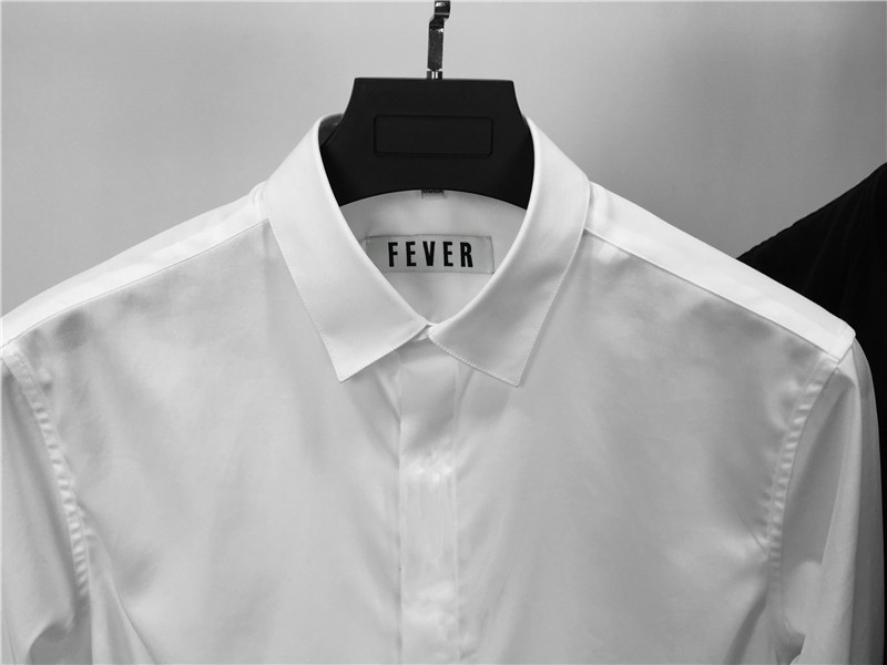 Áo len nhà mùa xuân 2019 mẫu cotton mỏng chống nhăn cổ áo vuông nhỏ tay dài tay nam trắng tinh khiết chống nhăn tay dài - Áo áo sơ mi unisex