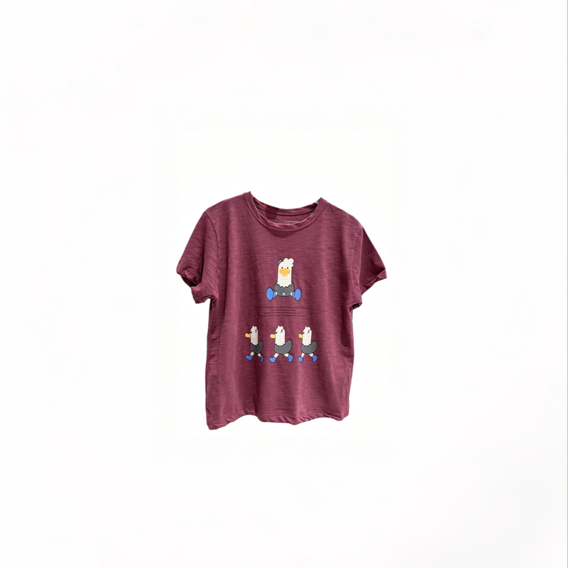 Four-Color White/Dark Gray/Beige/Purple Cute Walking Chick Plush Duck Loose T-Shirt Four-Color White/Dark Gray/Beige/Purple Cute Walking Chick Plush Duck Loose T-Shirt
