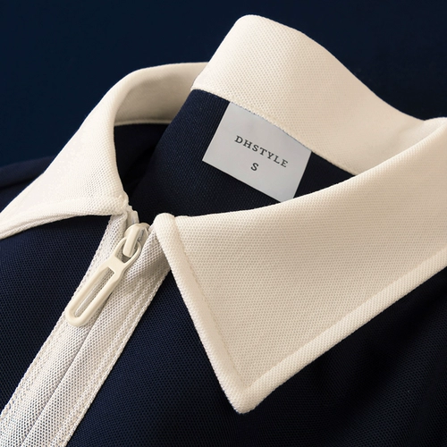 Покажитесь и не придирайтесь к другим!Плотная сращенная рубашка ПОЛО контрастного цвета весом 230 г, летний воротник с полумолнией и цепочка 𫔀 мужская футболка с короткими рукавами