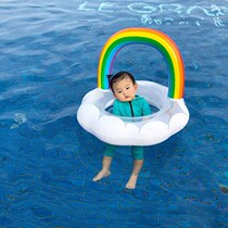 ins Korean Nordic baby baby small baby Rainbow seat ring swimming ring lifesaving buoyancy anti-leaking net red photo props