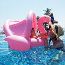 Original new product with awning Flamingo Baby child Baby parent-child thickened swimming mount Floating seat ring Water play