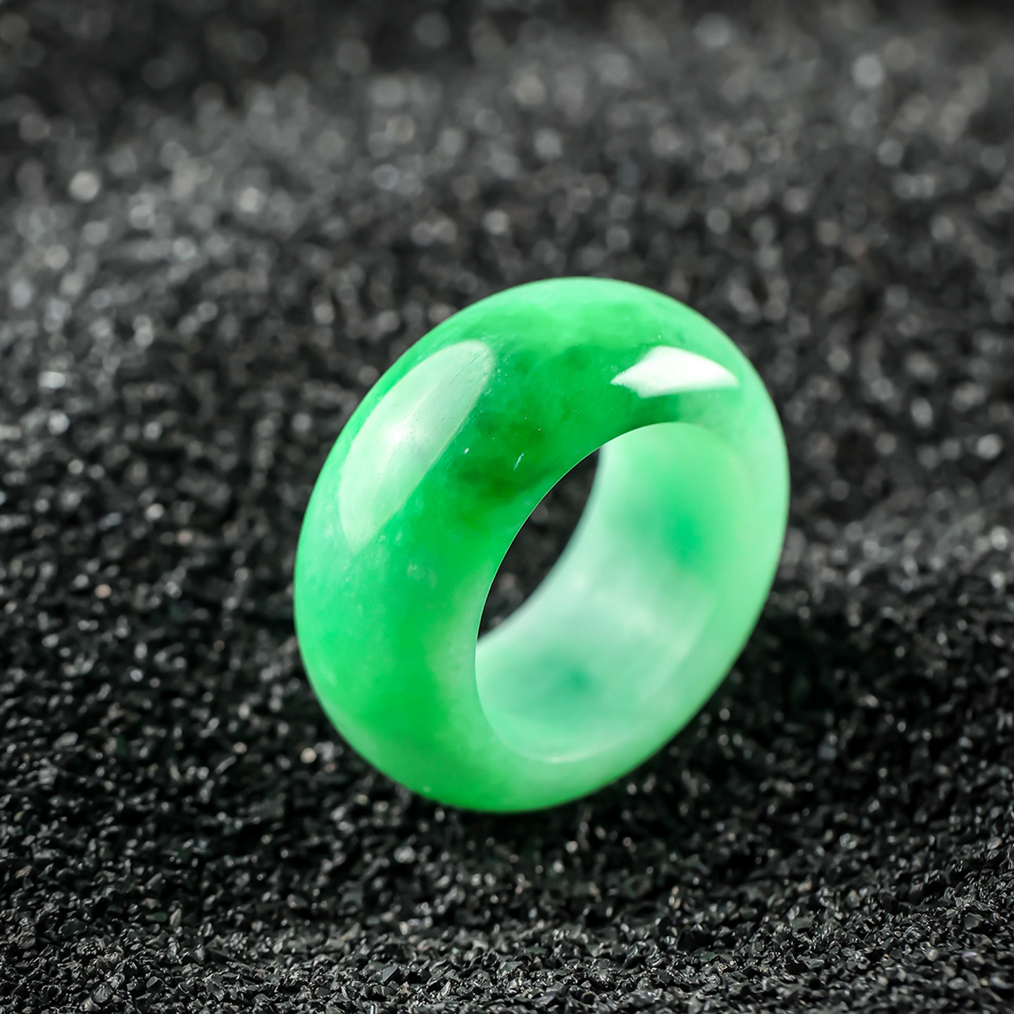 Yangzi Jewelry Laokeng Bing Green Jade Ring