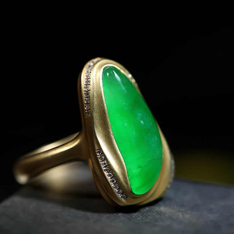 Yangzi Jewelry Natural Jade Design Full Green Ring