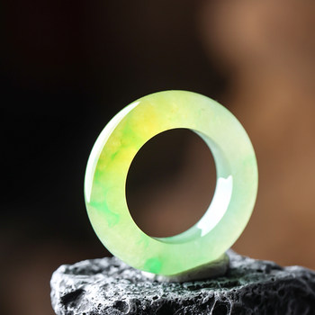 Yangzi jewelry jinfeng yulu laokeng ice type fine yellow and green jadeite ring f