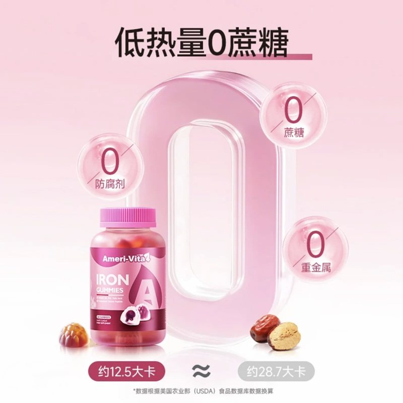 Yameiweita Iron Supplement Gummies for Women, Pregnant Women, Children with Iron Deficiency and Anemia, Girls' Iron Supplement, Official Authentic Store