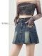 复古百褶牛仔短裙女高腰夏季新款胖mm大码显瘦梨形身材a字半身裙