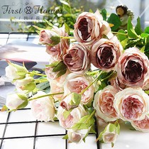 Long branch 8 European moon rose rose home hotel shopping mall decoration wedding photography props simulation flower fake flower