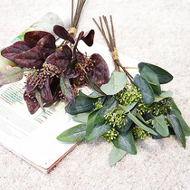 Handbook 5 branches with fruit Oval eucalyptus leaf bundle money leaf home decoration ornaments fake flower plant