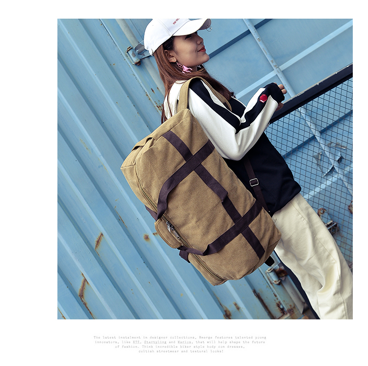 Aiqi công suất lớn túi duffel túi xách tay du lịch túi vải nam vai túi du lịch túi chờ nữ túi hành lý Hàn Quốc - Túi du lịch túi xách du lịch