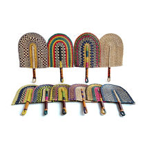 Vietnamese seaweed woven straw fan hanging on the wall with African elements ins style wall decoration daily use summer hand-cranked cattail